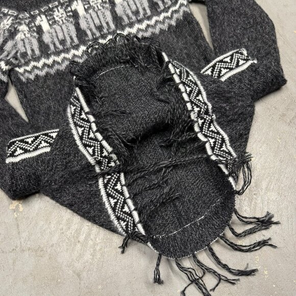NWT Asiri's Treasures Alpaca Wool Aztec Knit Hoodie Sweater Handmade Peru Small - Picture 6 of 9